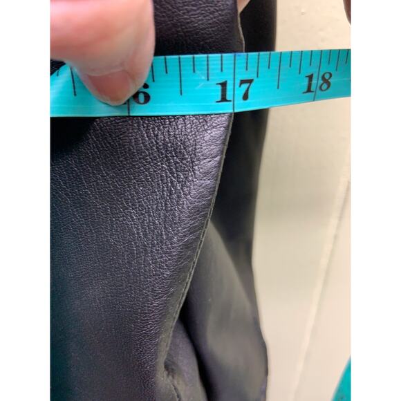 ALYSI Creme 100% Leather Black Blazer Jacket Size 4 - Picture 5 of 6